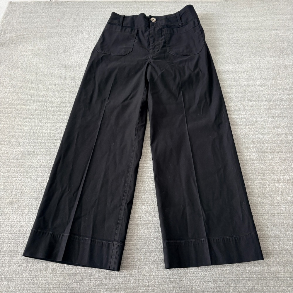 Maeve by Anthropologie The Colette Linen Blend Wide-Leg Pants Black Size 27